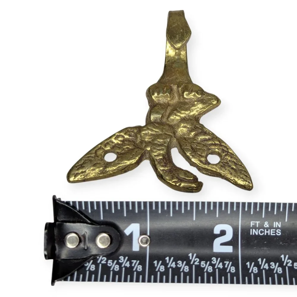 Vintage Brass Mallard Duck Wildlife Wall Mount Coat Hat Hook Hanger 2